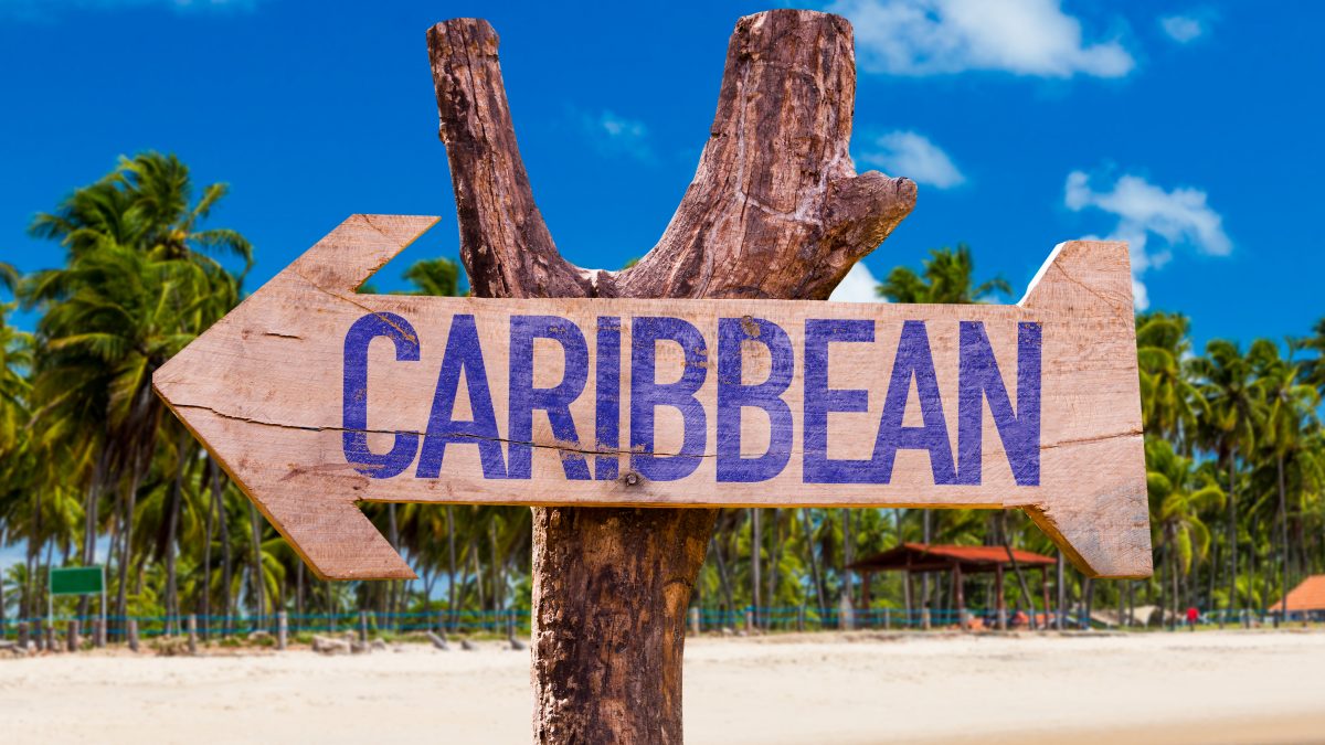 Caribbean arrow with beach background