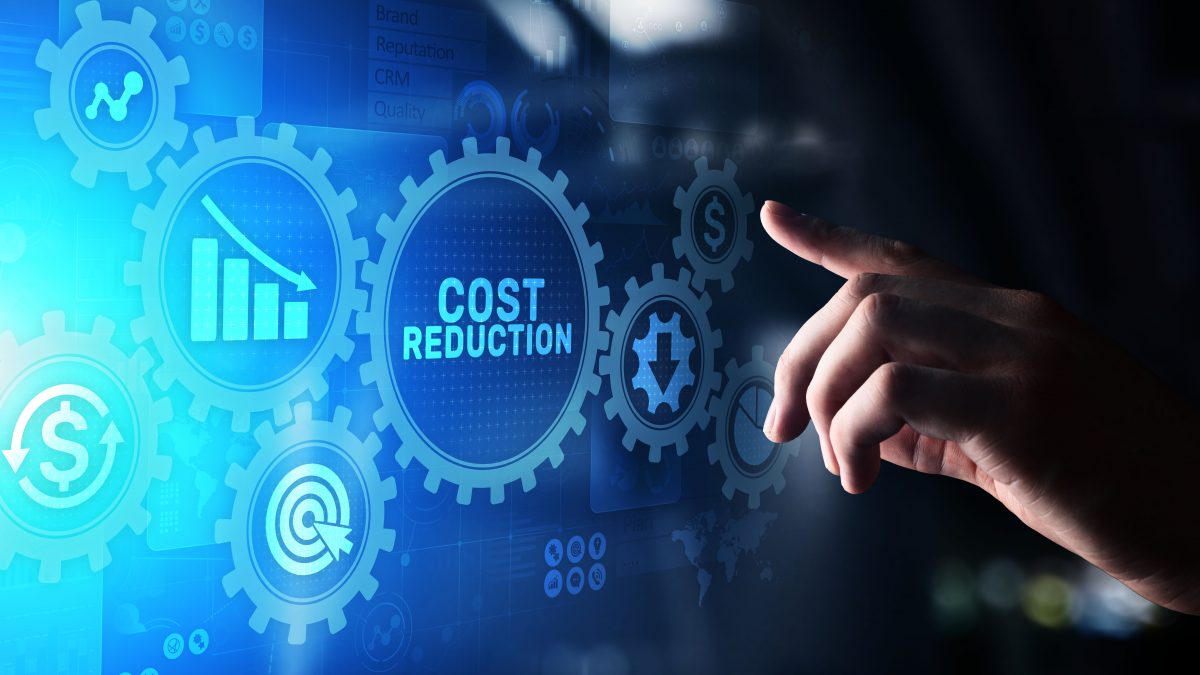 Cost reduction business finance concept on virtual screen