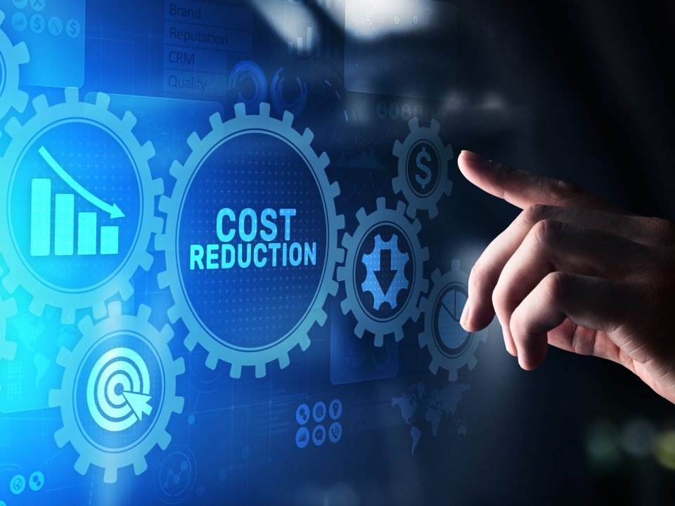 Cost reduction business finance concept on virtual screen